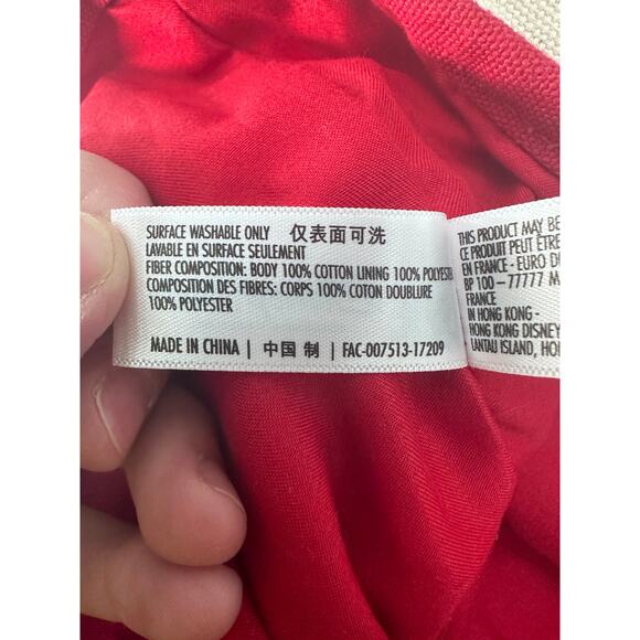 Walt Disney World Classic Mickey Running Cream  Red Canvas Tote Bag 100% Cotton - Picture 5 of 10